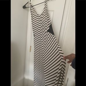 Charlotte Russe Black and Cream striped Maxi dress
